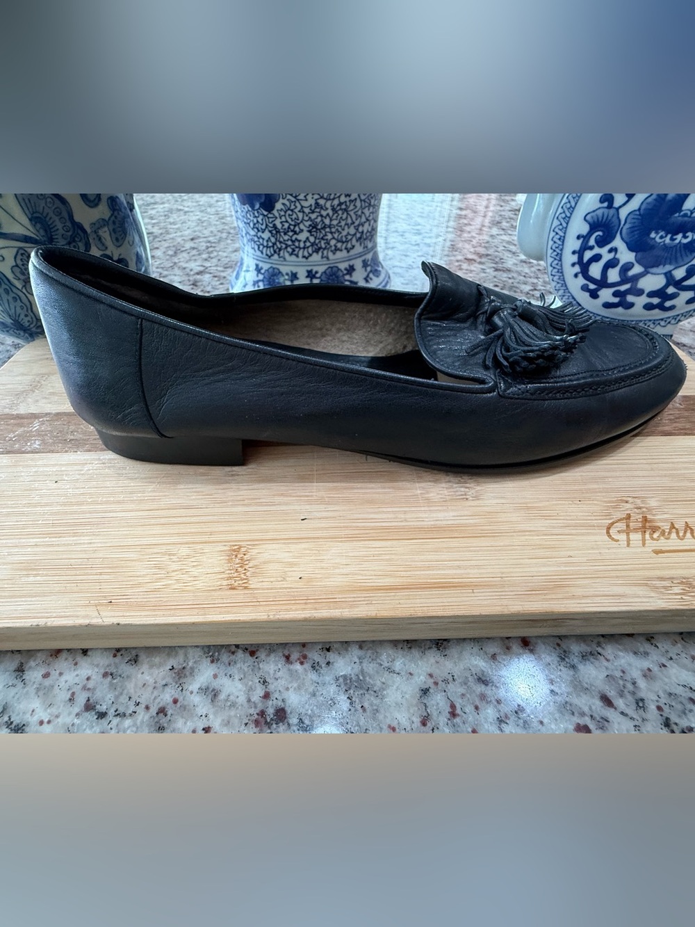 Cole Haan Women’s Black Leather Tassel Loafers - Picture 5 of 9